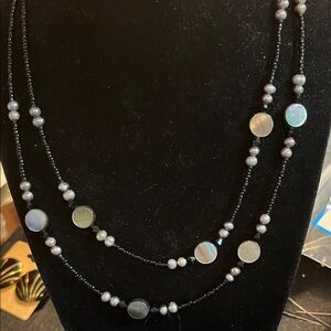 Lia Sophia Black and Silver Pearl Necklace